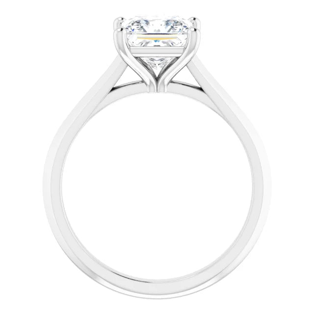 1 1/2 CT Princess Cut Lab Grown Diamond Engagement Ring on white gold showing center stone and under gallery