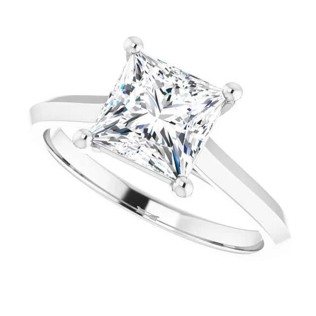 1 1/2 CT Princess Cut Lab Grown Diamond Engagement Ring showing center stone