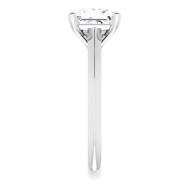 1 1/2 CT Princess Cut Lab Grown Diamond Engagement Ring on white gold showing shank