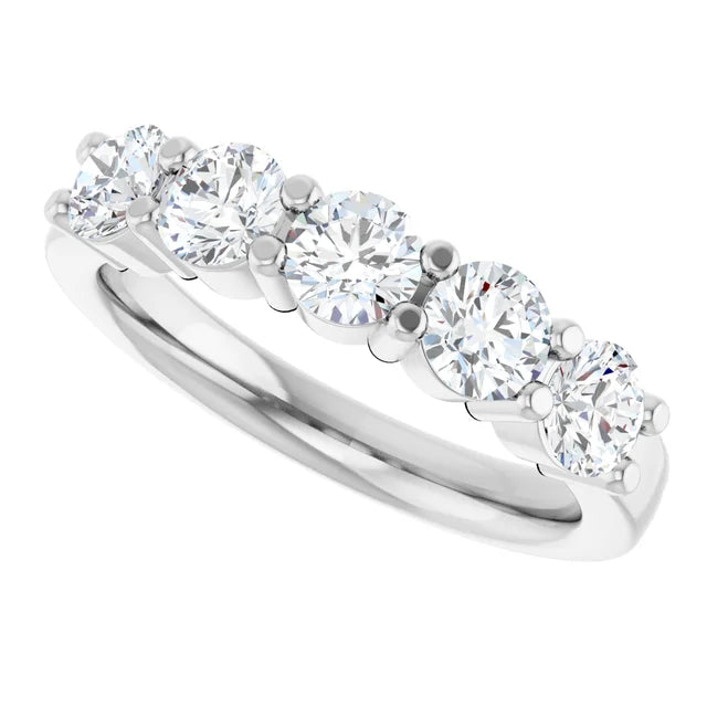 5 Stone diamond wedding band white gold showing the side