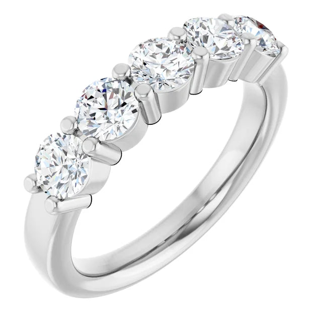 5 Stone diamond wedding band white gold side picture