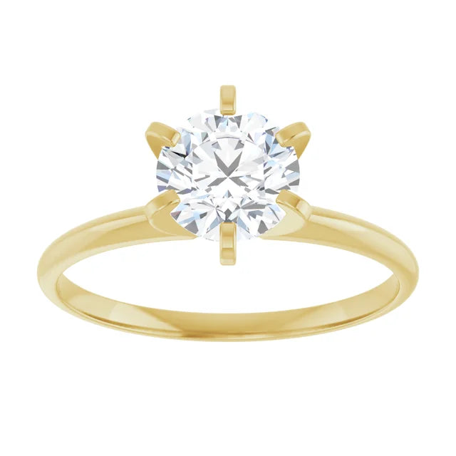 1CT 6 Prong Round Solitaire Diamond Engagement Ring