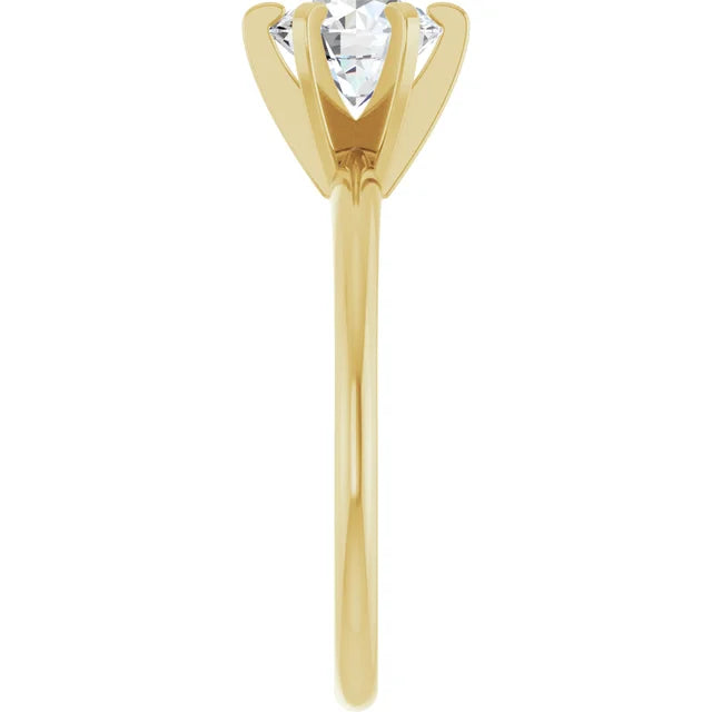 1CT 6 Prong Round Solitaire Diamond Engagement Ring showing under gallery from the side