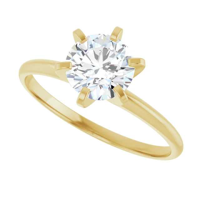 1CT 6 Prong Round Solitaire Diamond Engagement Ring sideway picture
