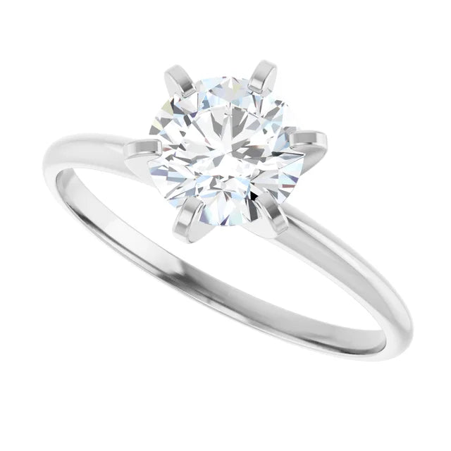 1CT 6 Prong Round Solitaire Diamond Engagement Ring in platinum