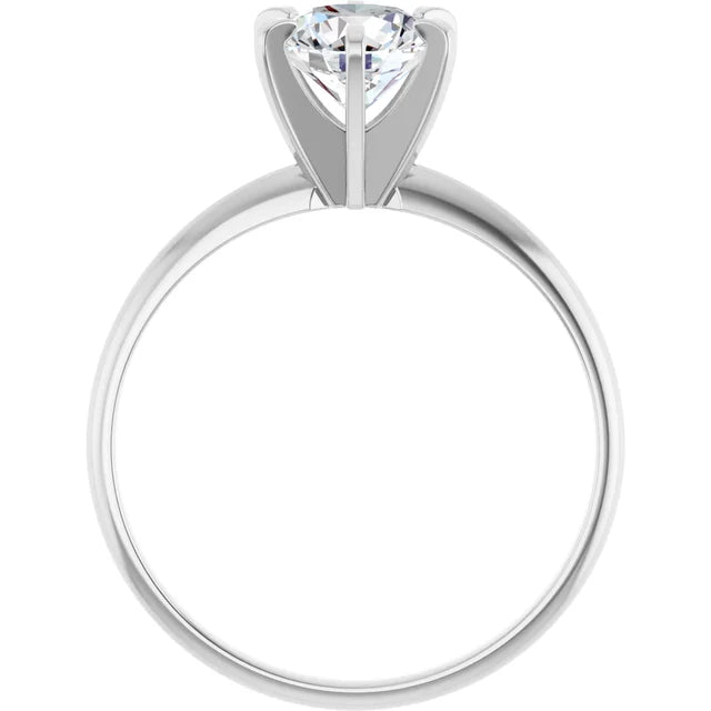 1CT 6 Prong Round Solitaire Diamond Engagement Ring in white gold showing under gallery