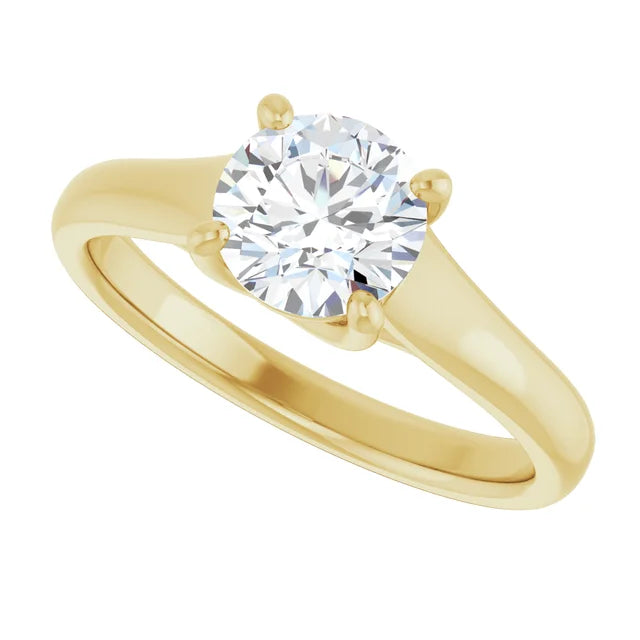 Charming Contour Round Solitaire on Yellow Gold