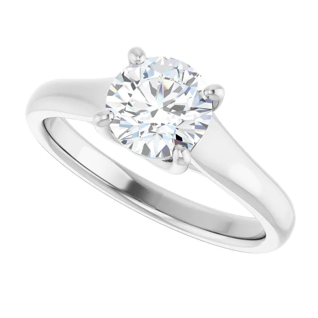 Charming Contour Round Solitaire on White Gold