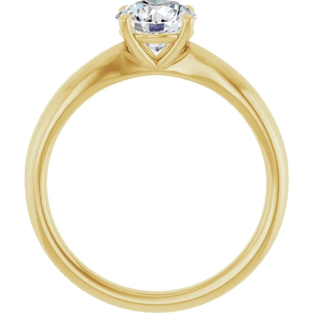 1 CT tapered Shank round Solitaire Diamond Engagement Ring on Yellow Gold showing under gallery