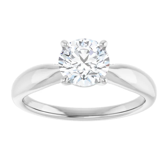 1 CT tapered Shank round Solitaire Diamond Engagement Ring on white gold