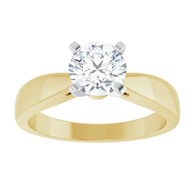1 CT Yellow & white gold diamond engagement Ring for women showing center stone