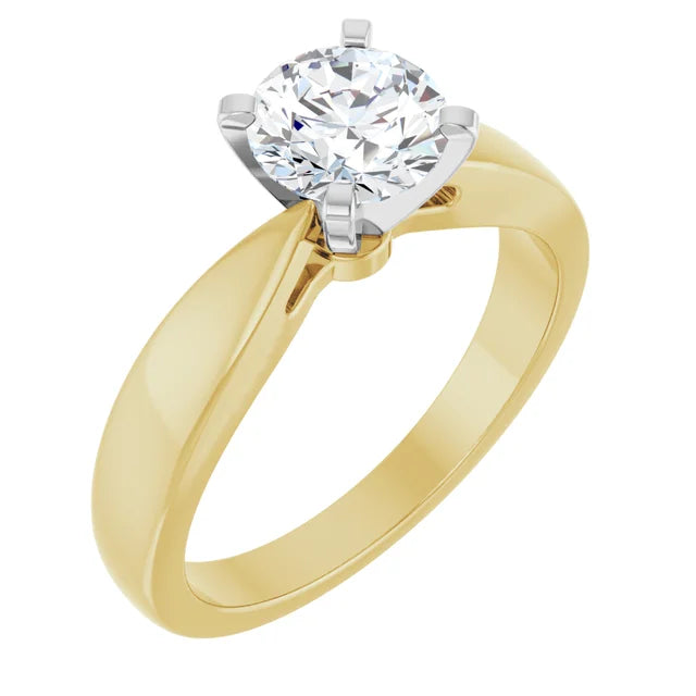 1 CT Yellow & white gold diamond engagement Ring for women sideway picture
