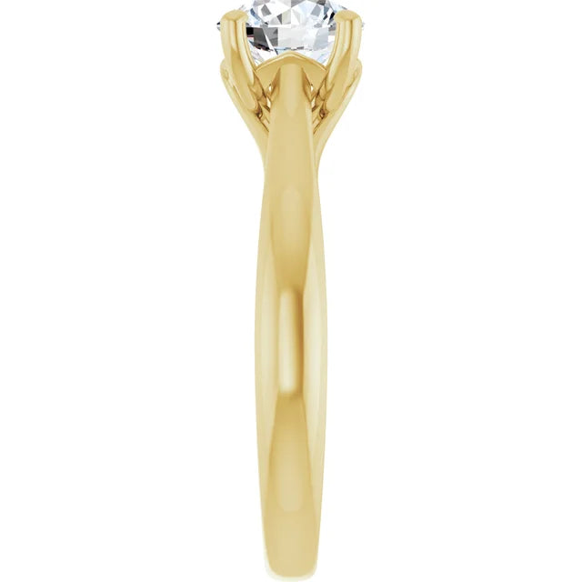 1 CT Round Solitaire Diamond Engagement Ring side picture showing the under gallery