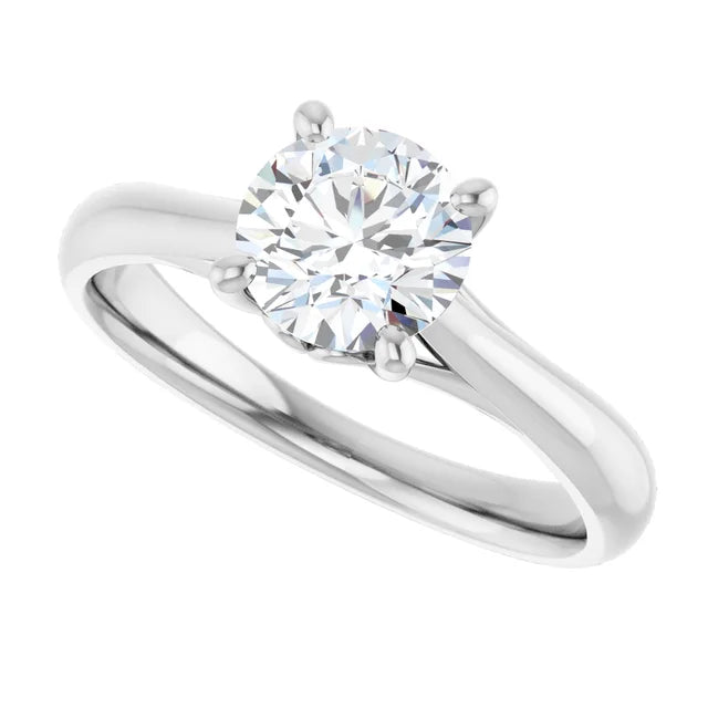 1 CT Round Solitaire Diamond Engagement Ring in 14K White Gold