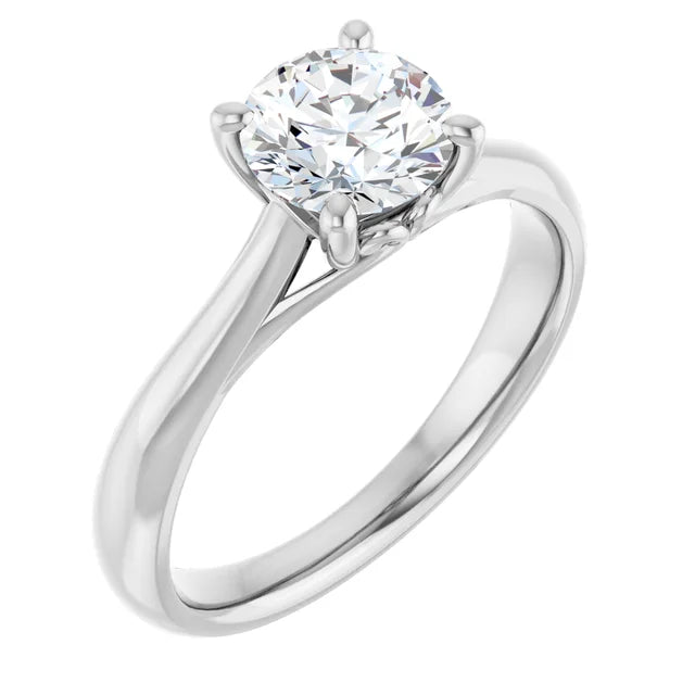 Sideway Picture for 1 CT Round Solitaire Diamond Engagement Ring in Platinum