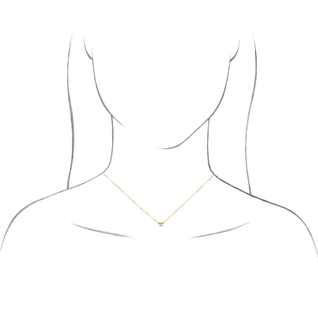 picture for a model wearing 1/2 CT Lab-Grown Diamond Bezel Set Solitaire Necklace