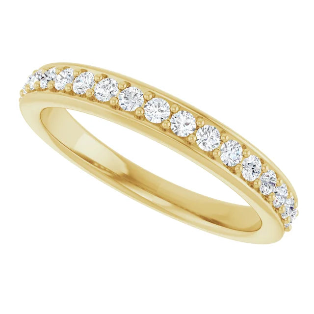 1/3 CTW Diamond wedding band for women on yellow gold sideway picture