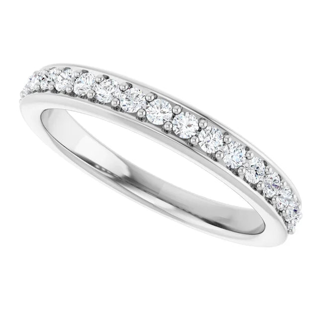 1/3 CTW Diamond wedding band for women white gold showing center stones