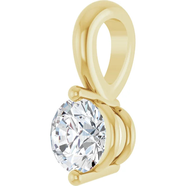 1/4 CT Lab-Grown Diamond Solitaire Pendant on yellow gold showing under gallery from the side