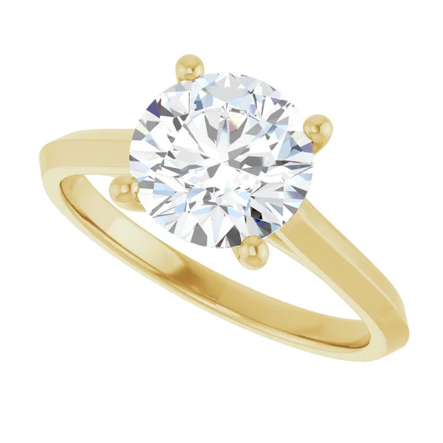 2 CT Round Solitaire Diamond Engagement Ring on Yellow Gold