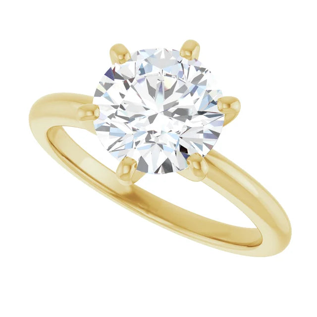 2 CT 6-Prong Diamond Solitaire engagement Ring sideway picture