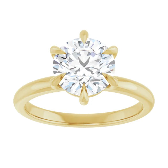 2 CT 6-Prong round solitaire Diamond engagement Ring on Yellow Gold