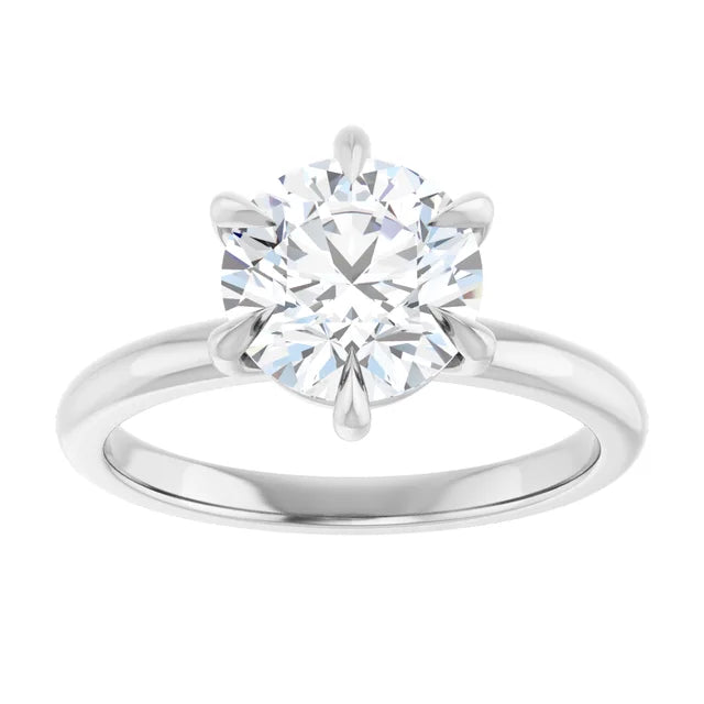 2 CT 6-Prong round solitaire Diamond engagement Ring on white gold