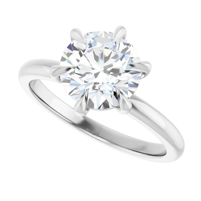 2 CT 6-Prong round solitaire Diamond engagement Ring on Platinum