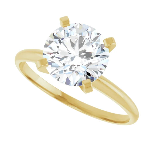 2 CT Light weight Solitaire round Diamond Engagement Ring on Yellow Gold