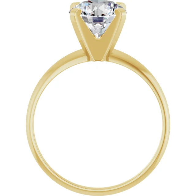 2 CT Light weight Solitaire round Diamond Engagement Ring on yellow gold showing under gallery