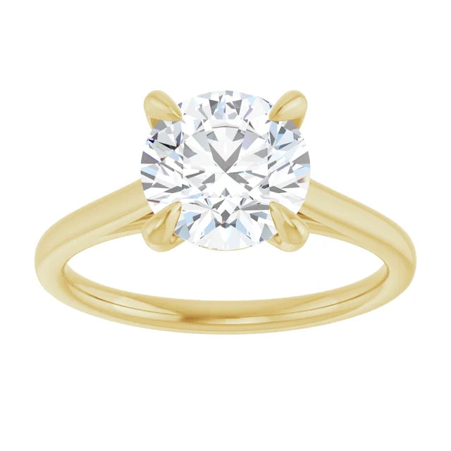 2 CT Round solitaire Diamond engagement Ring on yellow gold showing Diamond