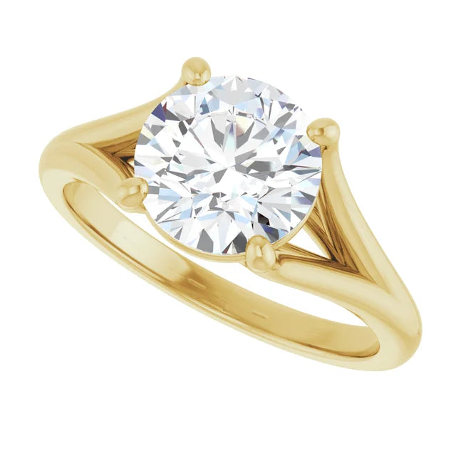2 CT Split Shank Solitaire Diamond engagement Ring on yellow gold