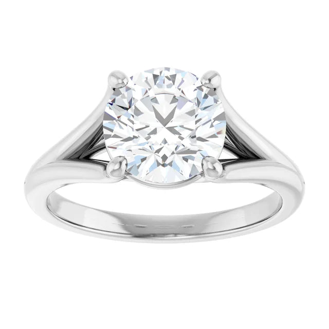 2 CT Split Shank Solitaire Diamond engagement Ring on Platinum