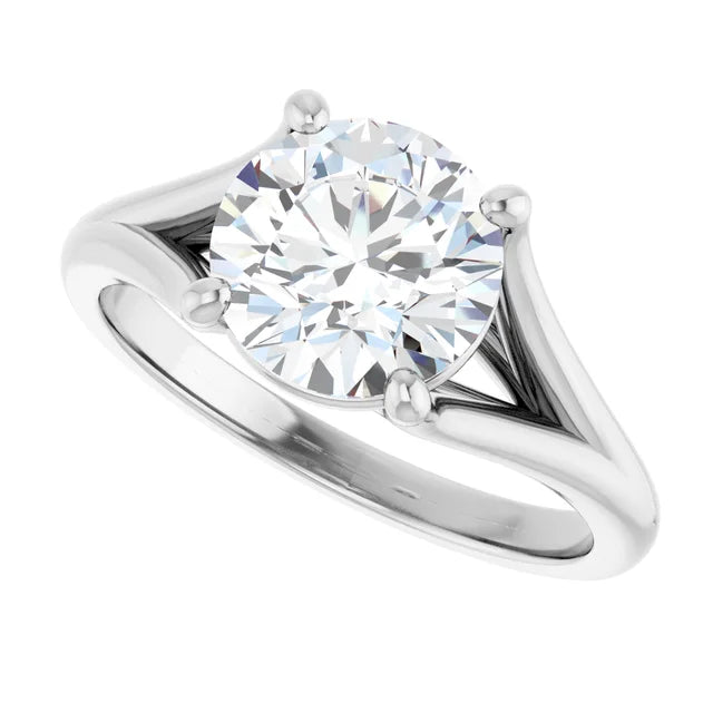 2 CT Split Shank Solitaire Diamond engagement Ring on white gold