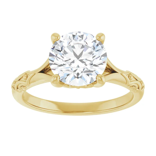 2 CT Vintage Split Shank Solitaire Diamond engagement Ring