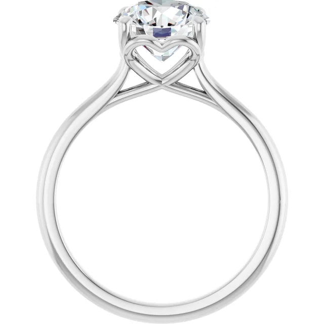 2 CTW Lab Grown Round Heart Diamond Engagement Ring on White gold Stand picture