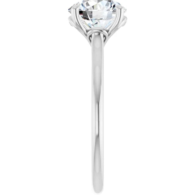 2 CTW Lab Grown Round Heart Diamond Engagement Ring white gold showing Shanks