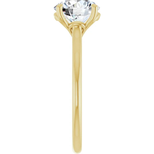 2 CTW Lab Grown Round Heart Diamond Engagement Ring yellow Gold showing shanks