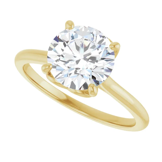 2 CTW Lab Grown Round Heart Diamond Engagement Ring Yellow Gold side way Picture