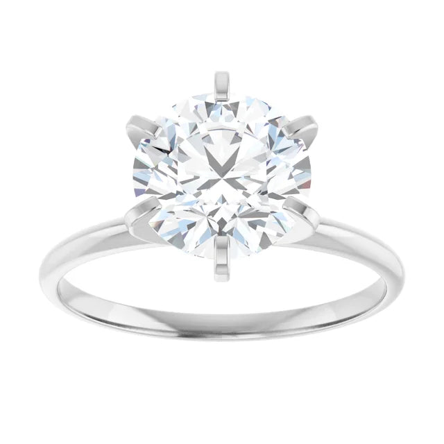 2 CT 6 Prong Round Solitaire Diamond Engagement Ring in white gold