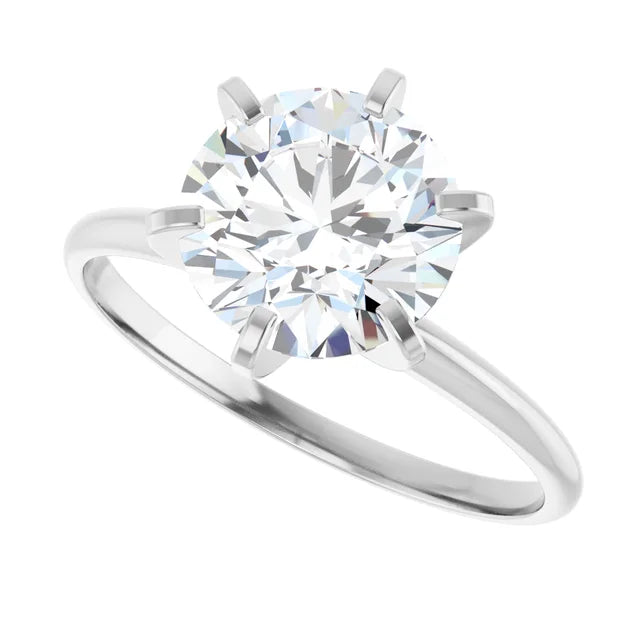 2 CT 6 Prong Round Solitaire Diamond Engagement Ring in Platinum