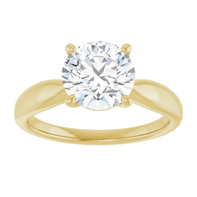 2 CT tapered Shank round Solitaire Diamond Engagement Ring