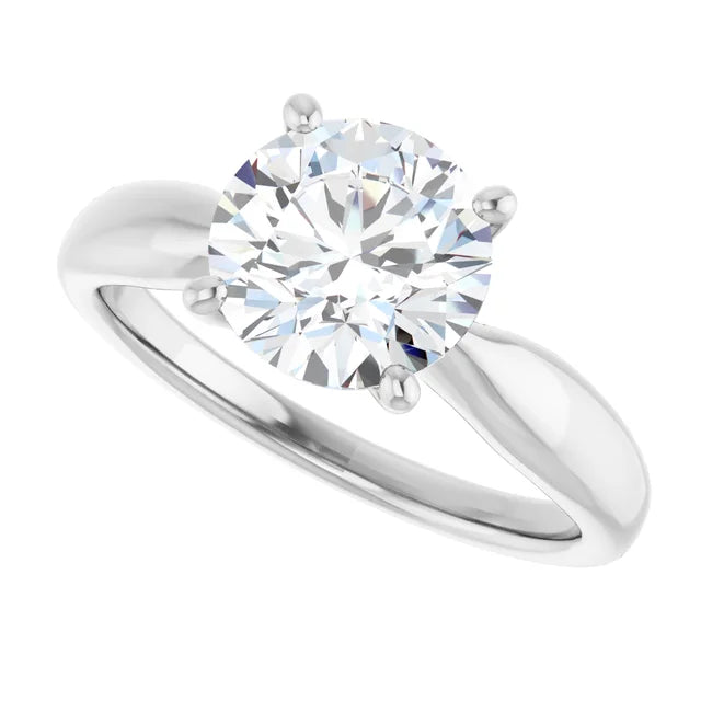 2 CT tapered Shank round Solitaire Diamond Engagement Ring in Platinum