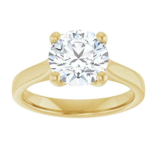 2 CT Round Solitaire Diamond Engagement Ring in Yellow Gold