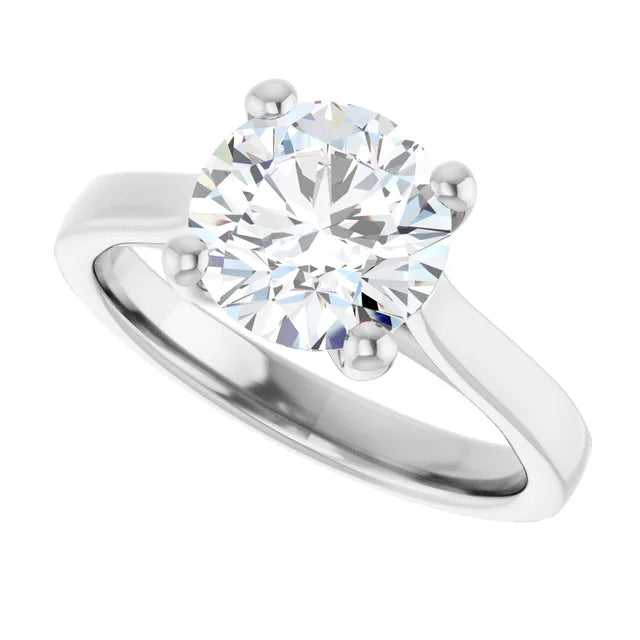2 CT Round Solitaire Diamond Engagement Ring in 14K White gold