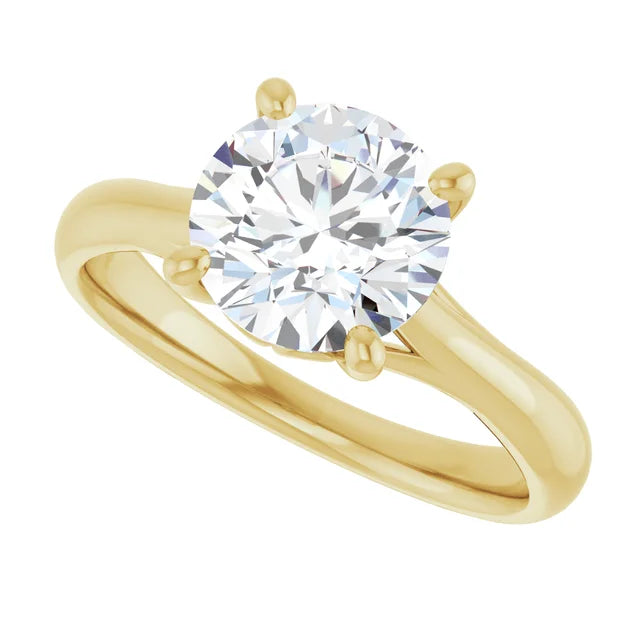 2 CT Round Solitaire Diamond Engagement Ring in Yellow Gold