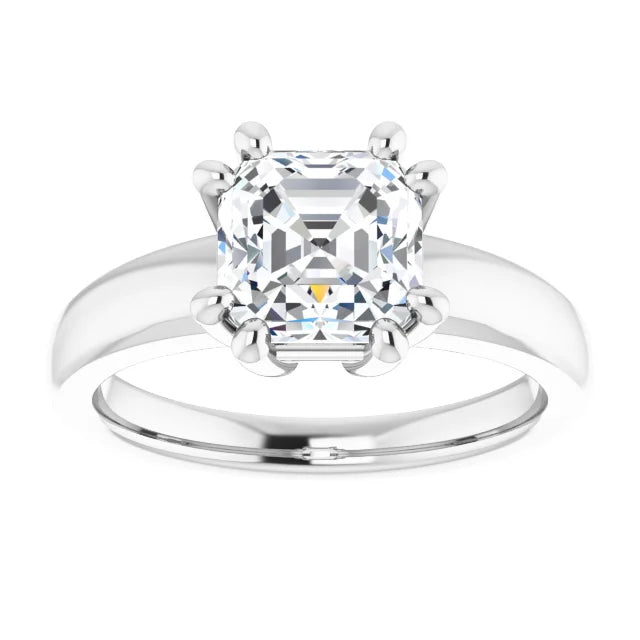 2 CT 8 Prong Asscher Cut Diamond engagement Ring