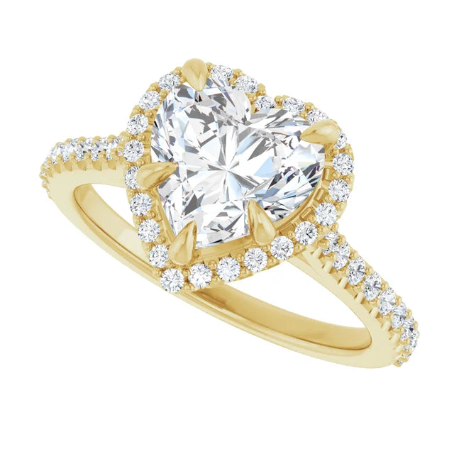 2 1/3 CTW Halo Style Accented Shank Heart Shape Lab Grown Diamond Engagement Ring sideway picture