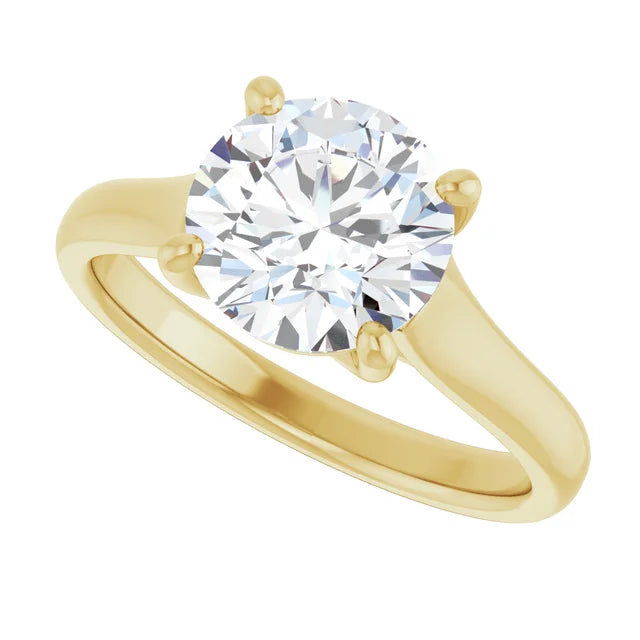 2 CT round solitaire Diamond Engagement Ring on Yellow Gold