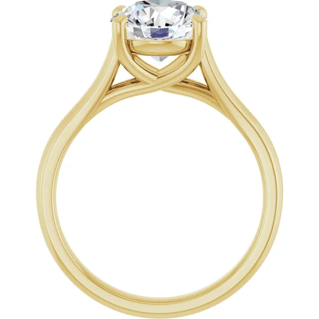 2 CT round solitaire Diamond Engagement Ring on yellow gold showing under gallery